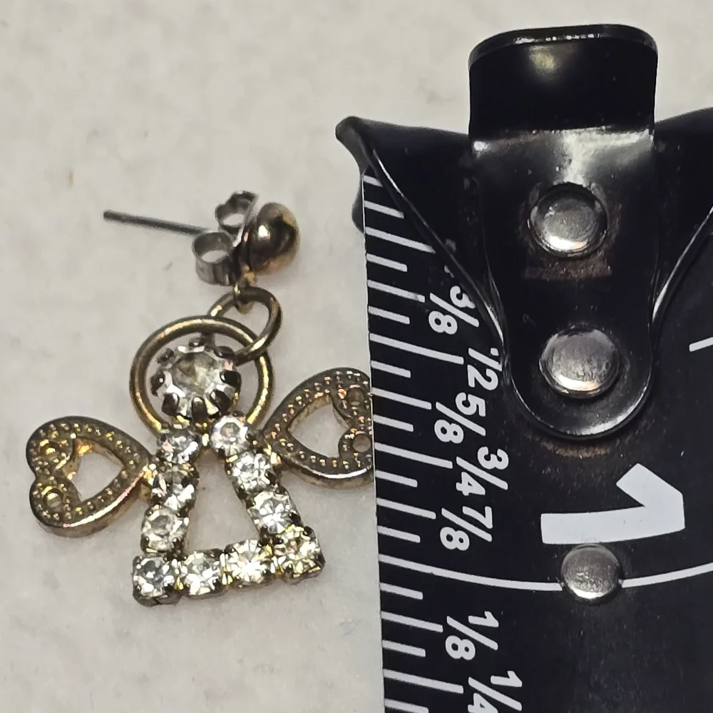 Charming Gold Angel Earrings with Crystal Details